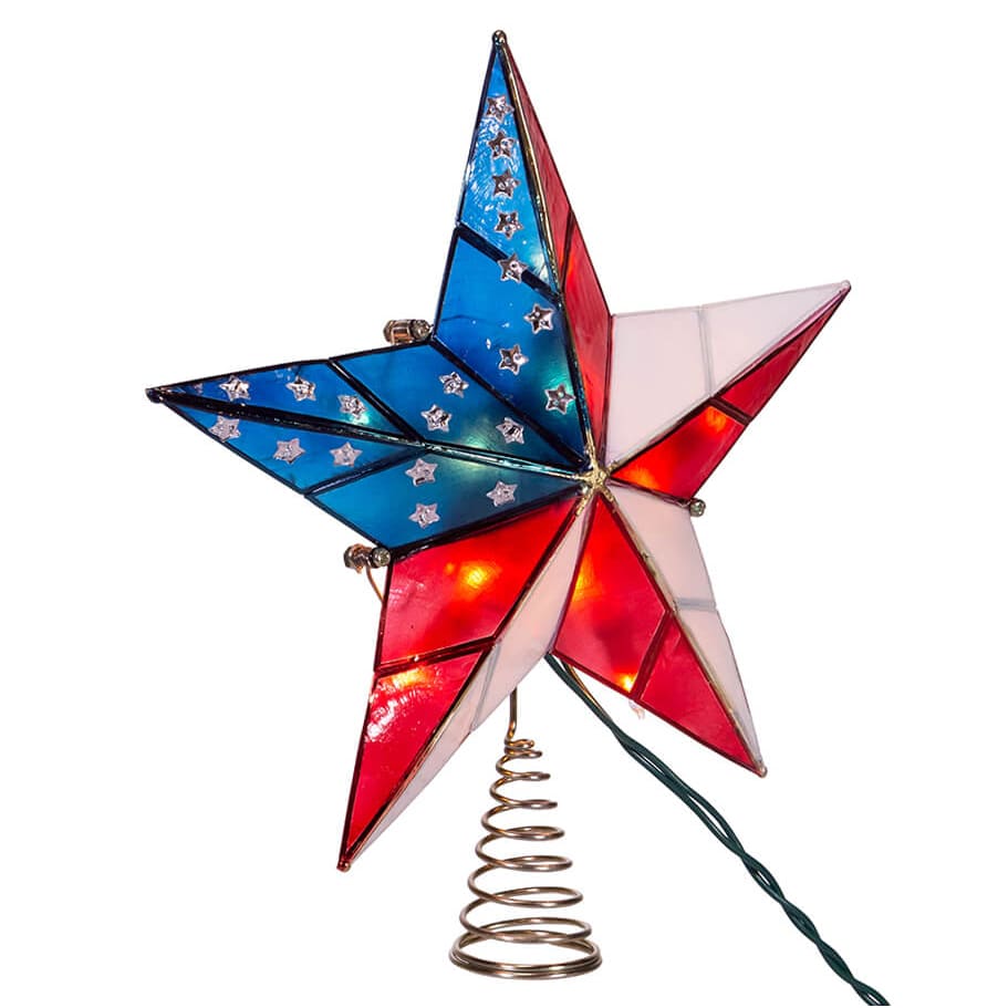 10-Light Capiz American Flag Inspired Star Tree Topper - Image 4