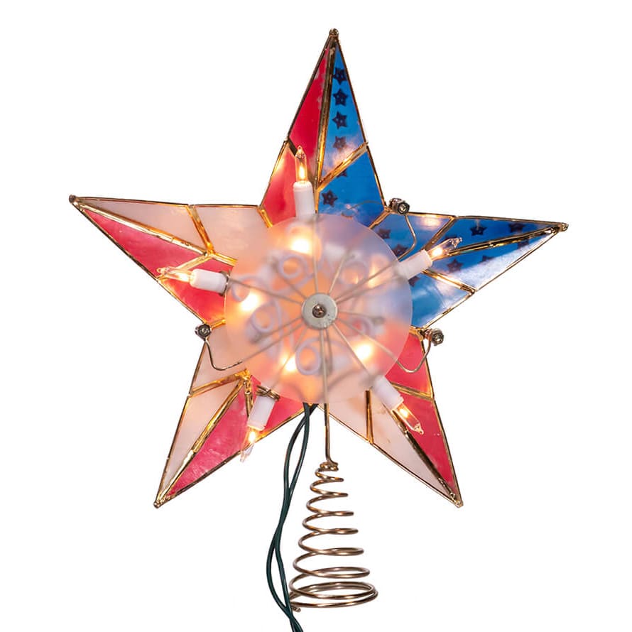 10-Light Capiz American Flag Inspired Star Tree Topper - Image 6
