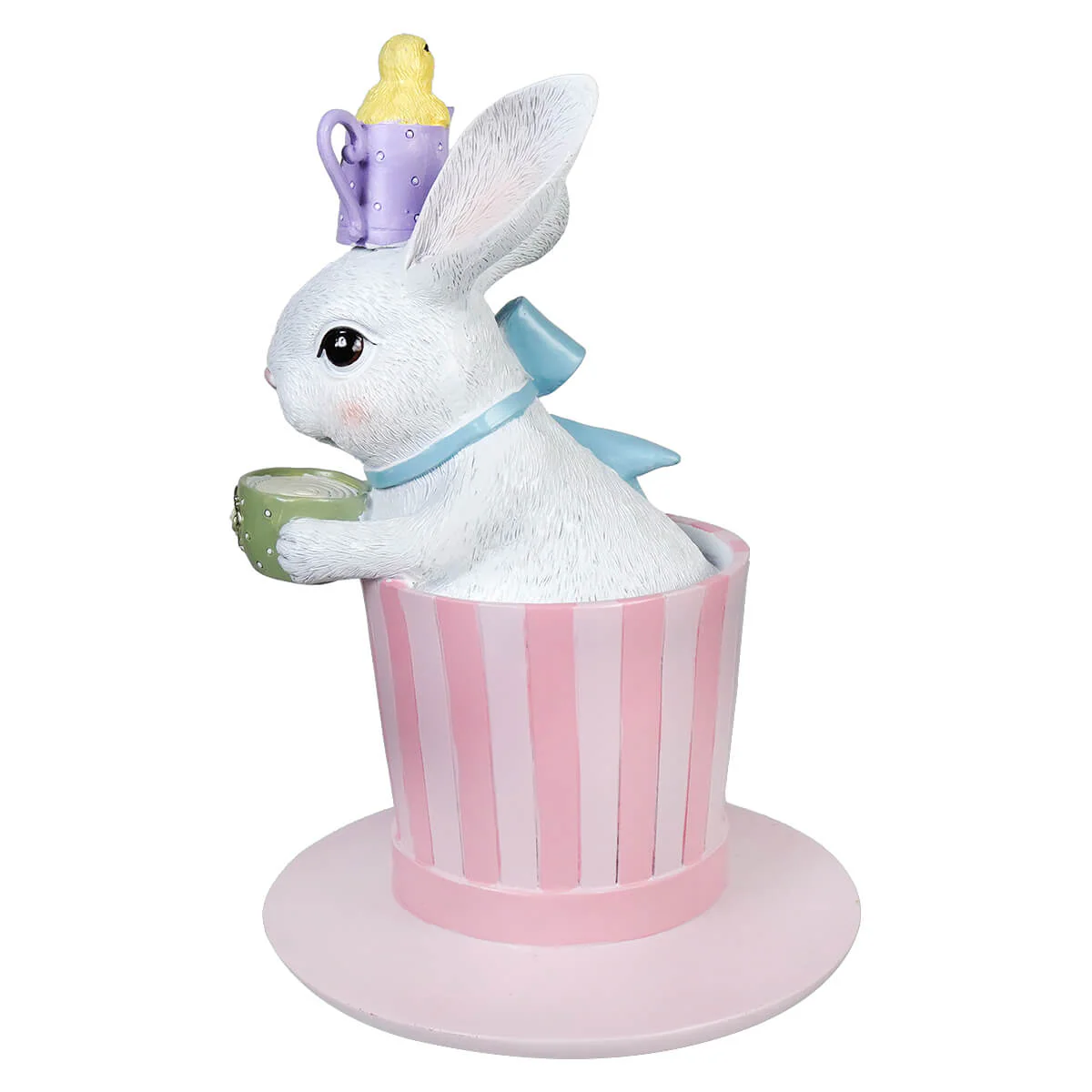 10" Teatime Bunny & Chick In Pink Top Hat - Image 2