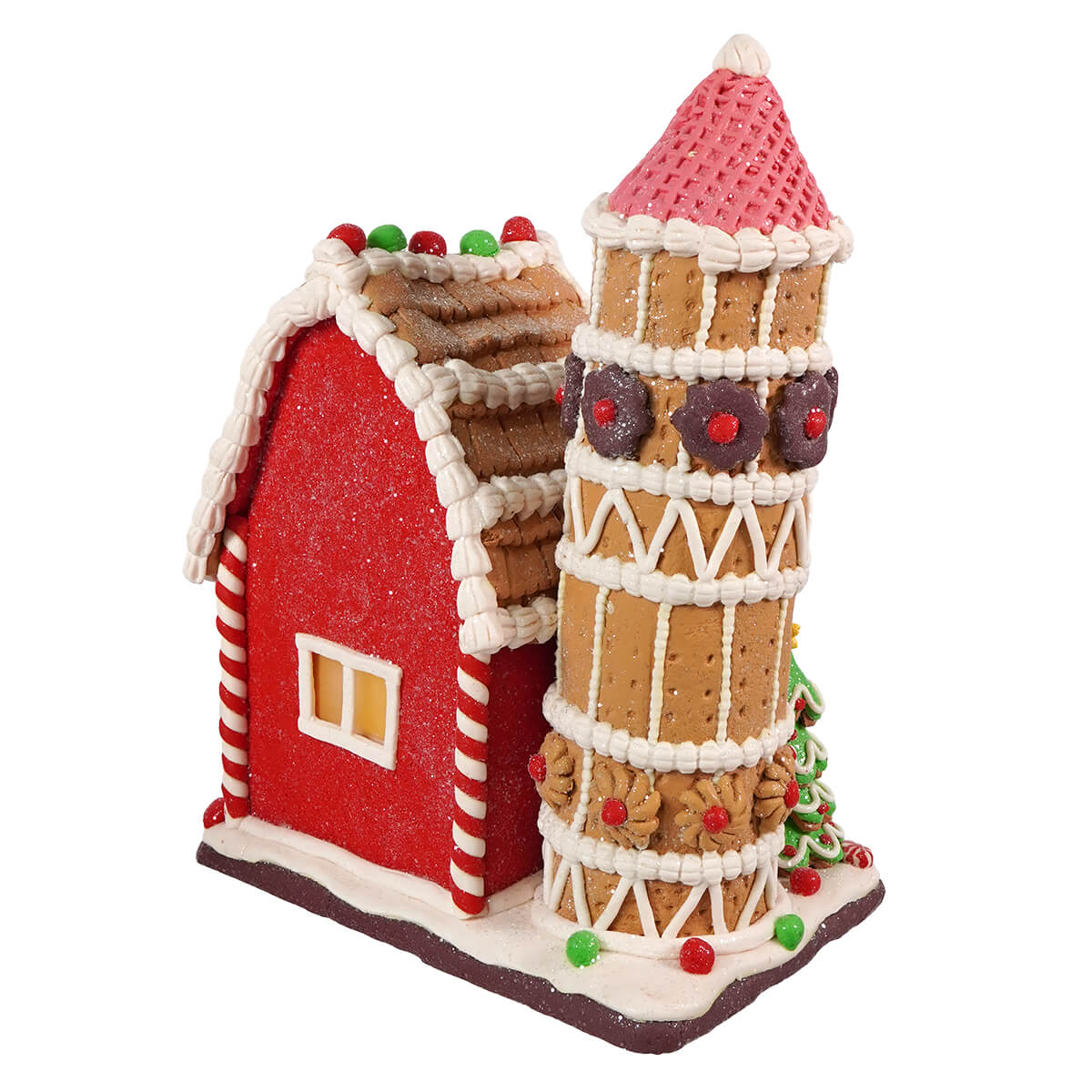 11.75" LED Lighted Gingerbread Barn Table Piece - Image 3
