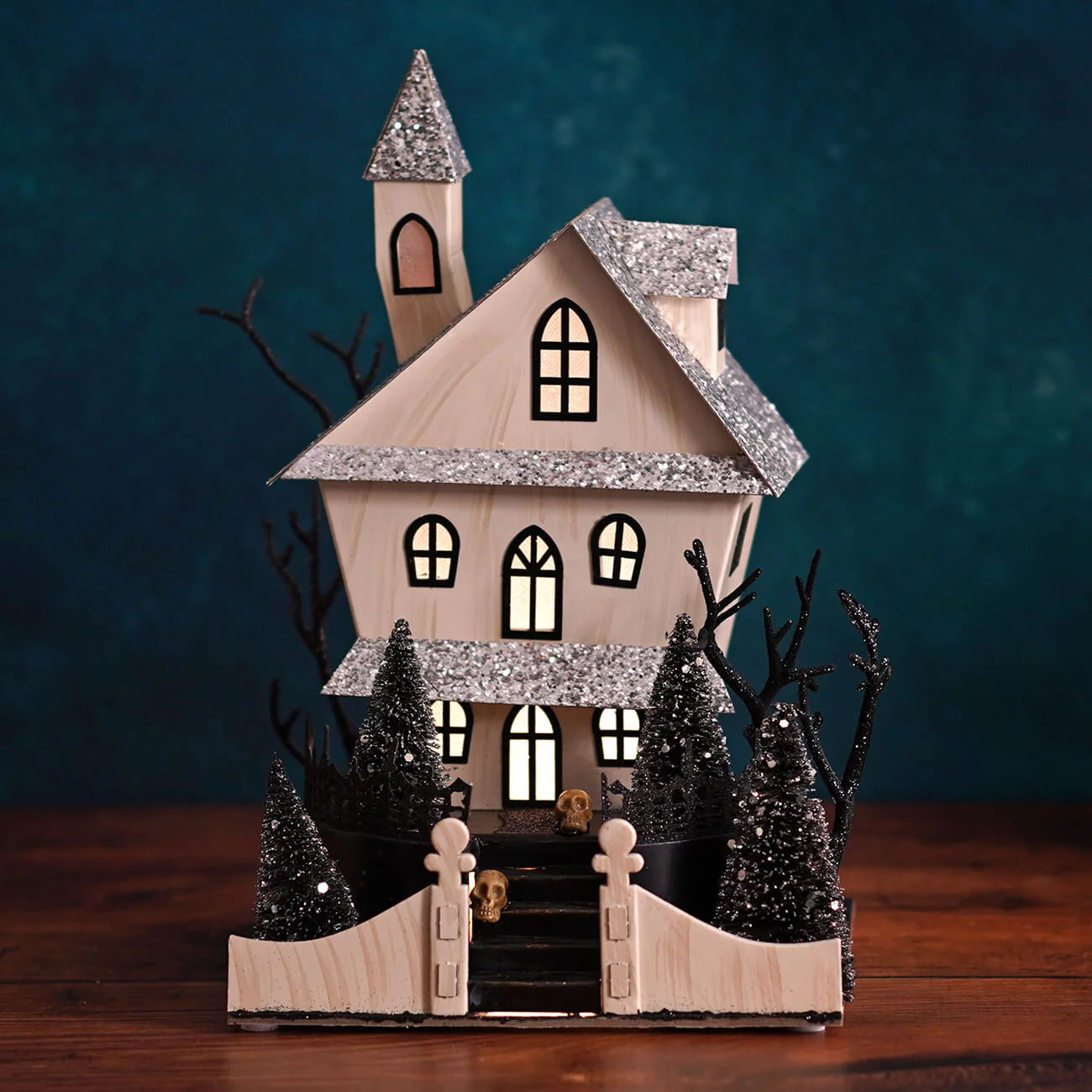 12.5" LED Lighted Spooky Halloween Haunted House - Image 3
