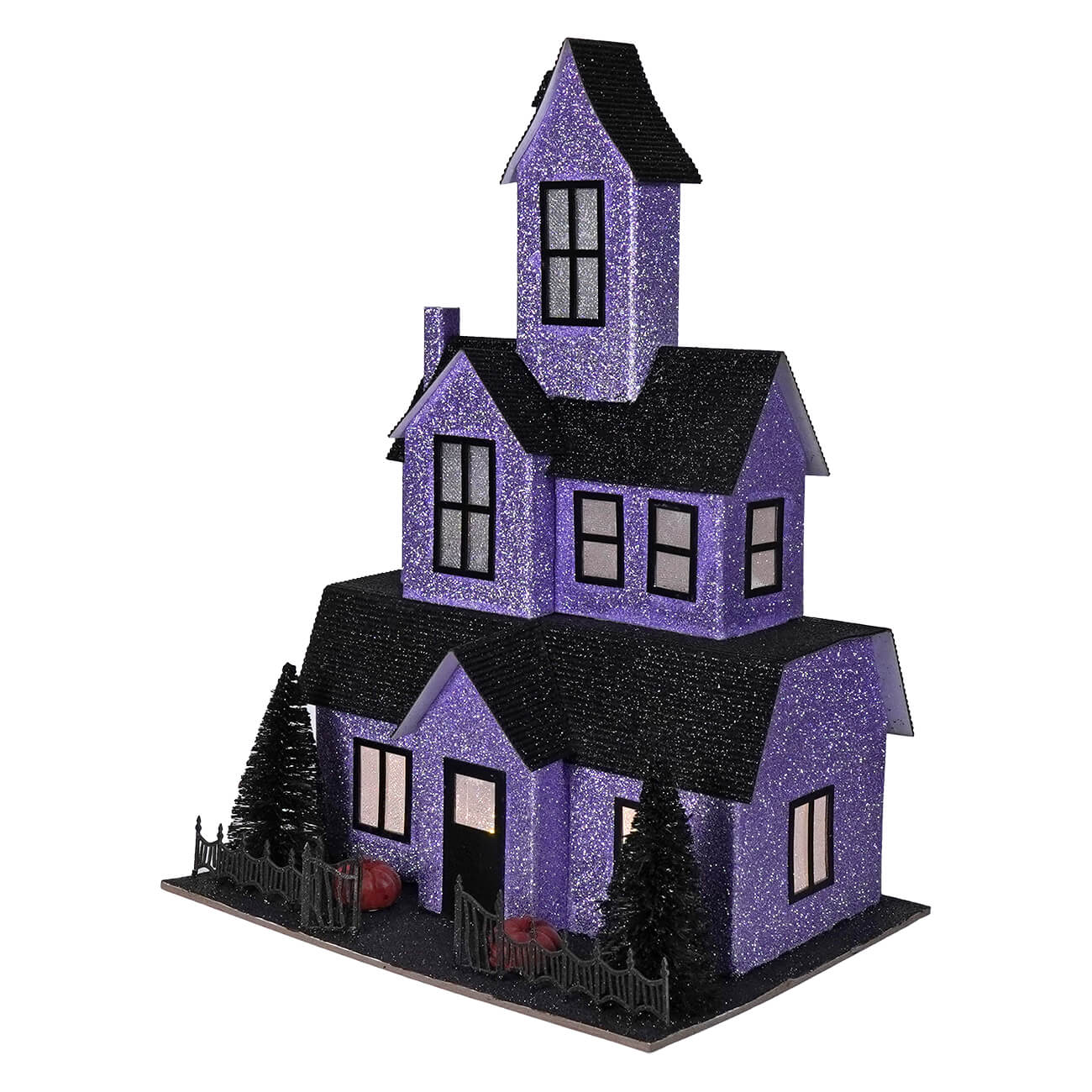 12.75" Lighted Purple Haunted House - Image 2