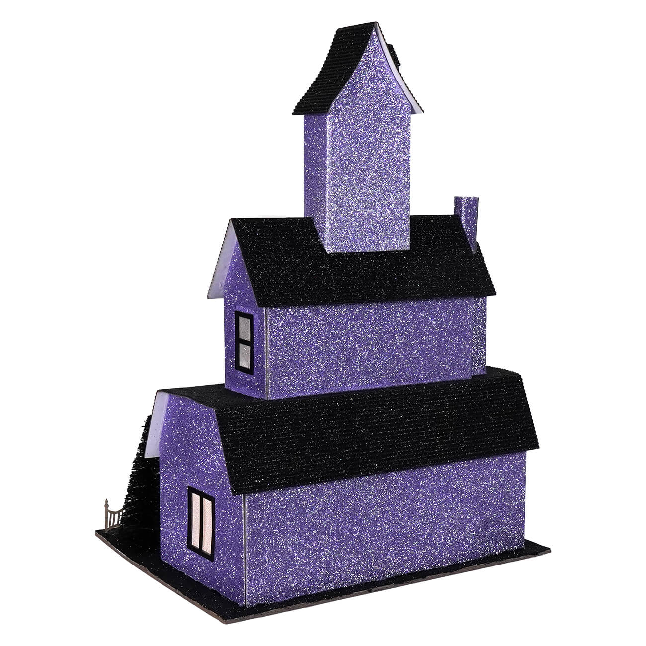 12.75" Lighted Purple Haunted House - Image 3