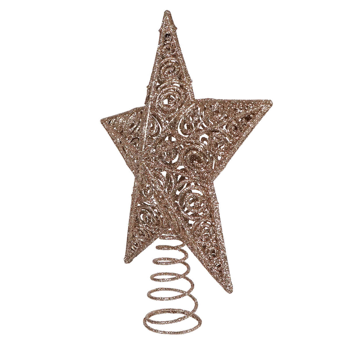 12" Champagne Glittered 3D Star Tree Topper - Image 2