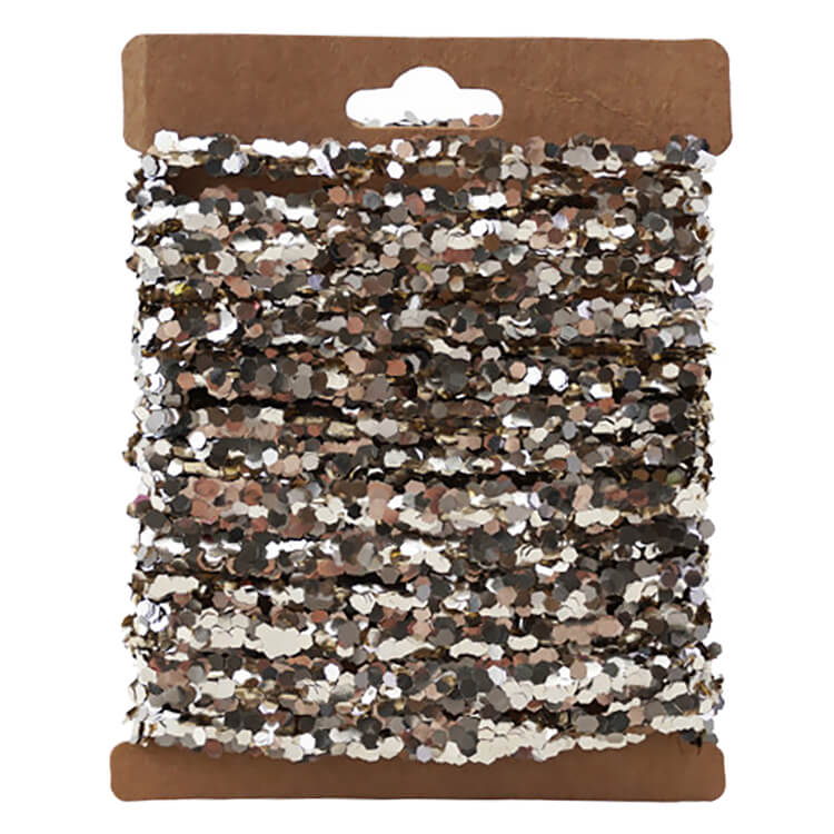 120" Champagne Finish String Glitter Garland On Kraft Card - Image 2