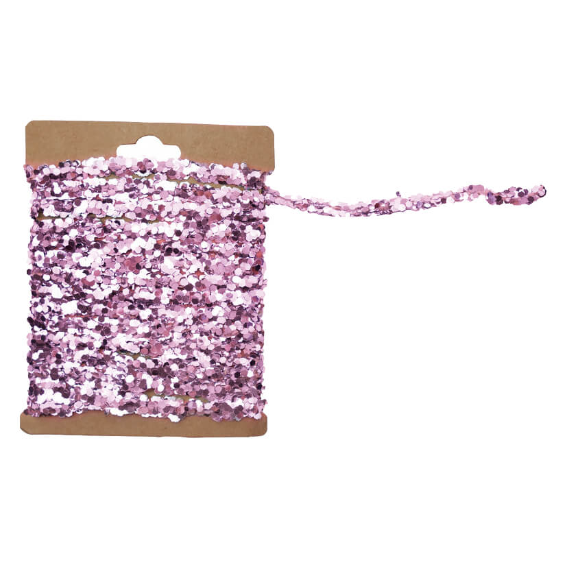 120" Pink Finish String Glitter Garland On Kraft Card - Image 2
