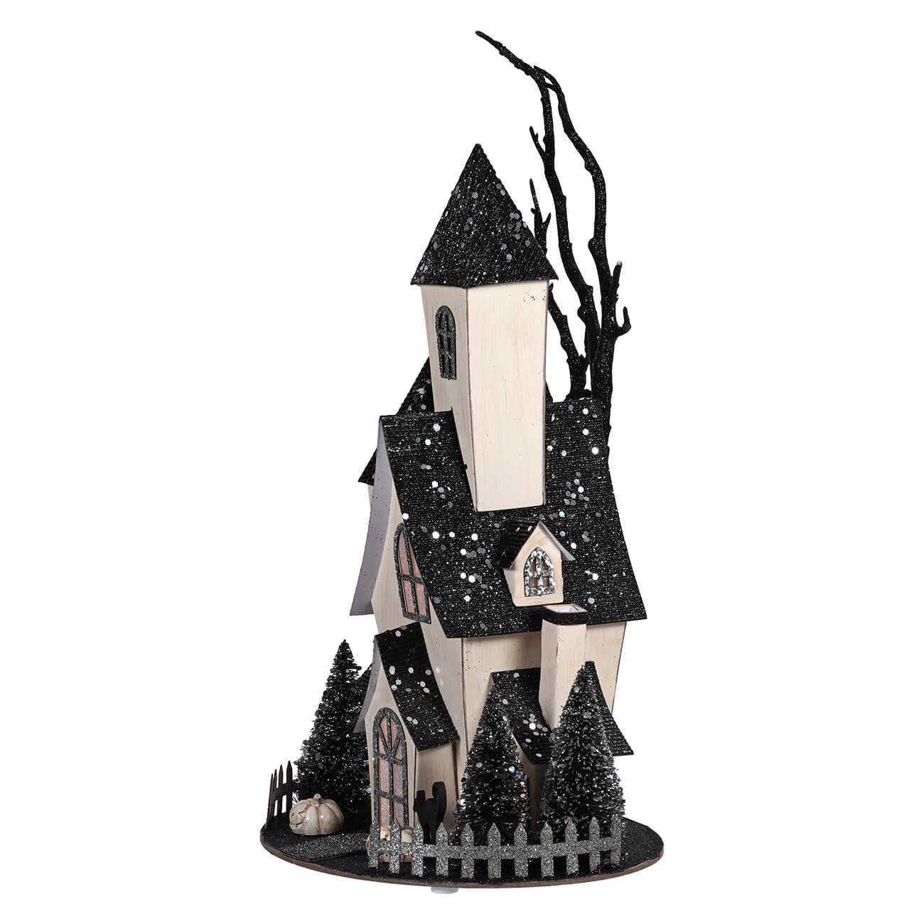 13.5" LED Lighted Spooky Halloween Haunted House - Image 2