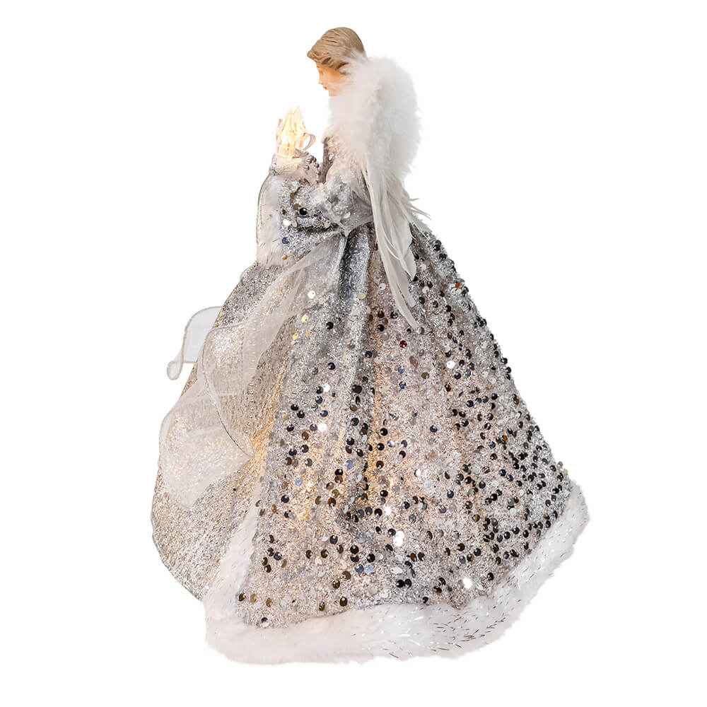 14" UL 10-Light Silver & Ivory Angel Tree Topper - Image 3