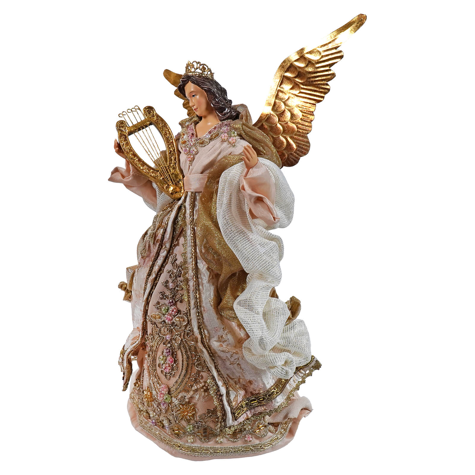 16" Elegant Pink Dress Victorian Angel Tree Topper - Image 3