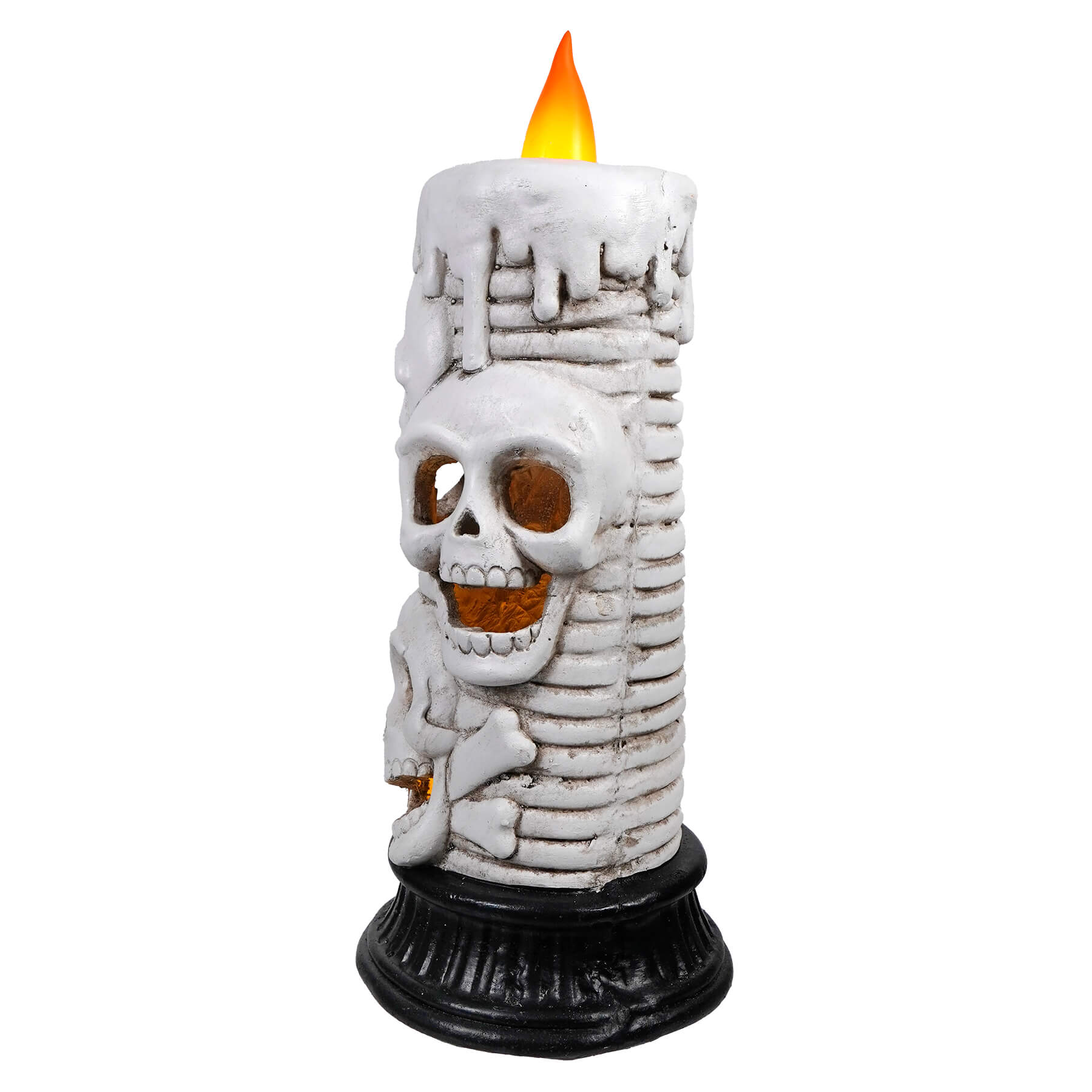 16" Large LED Halloween Skull Flickering Candle - Image 2