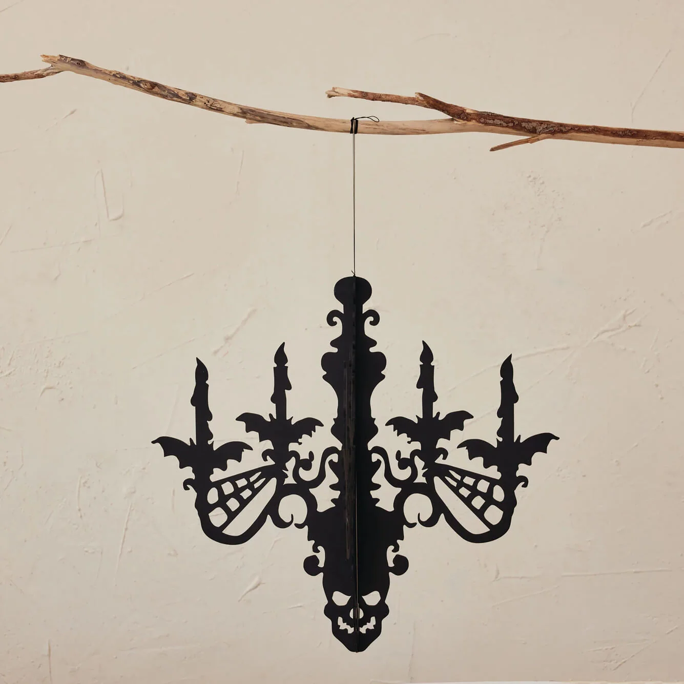 17" Hanging MDF Interlocking Black Chandelier With Bats - Image 3