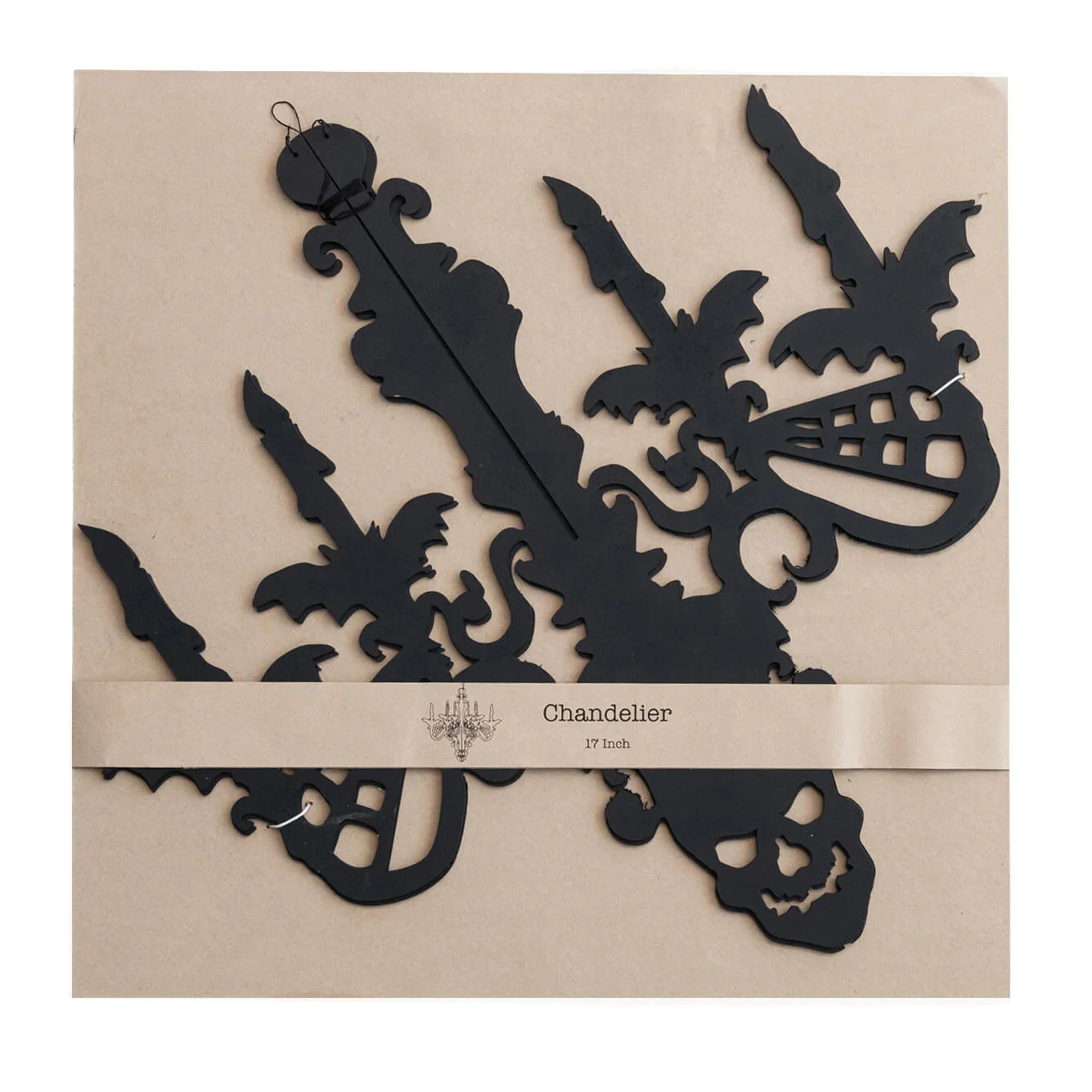 17" Hanging MDF Interlocking Black Chandelier With Bats - Image 4