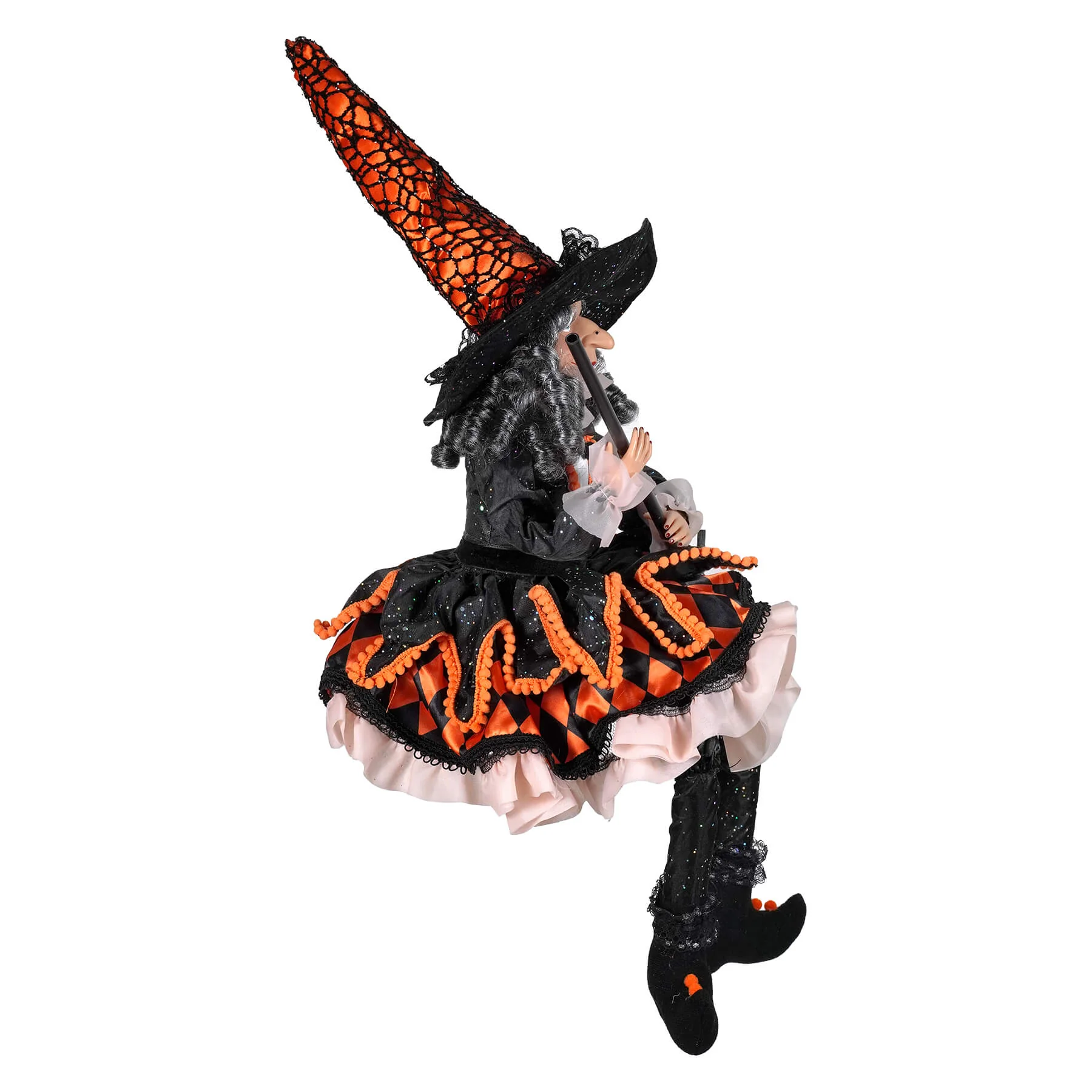 20" Orange & Black Party Dress Witch - Image 2