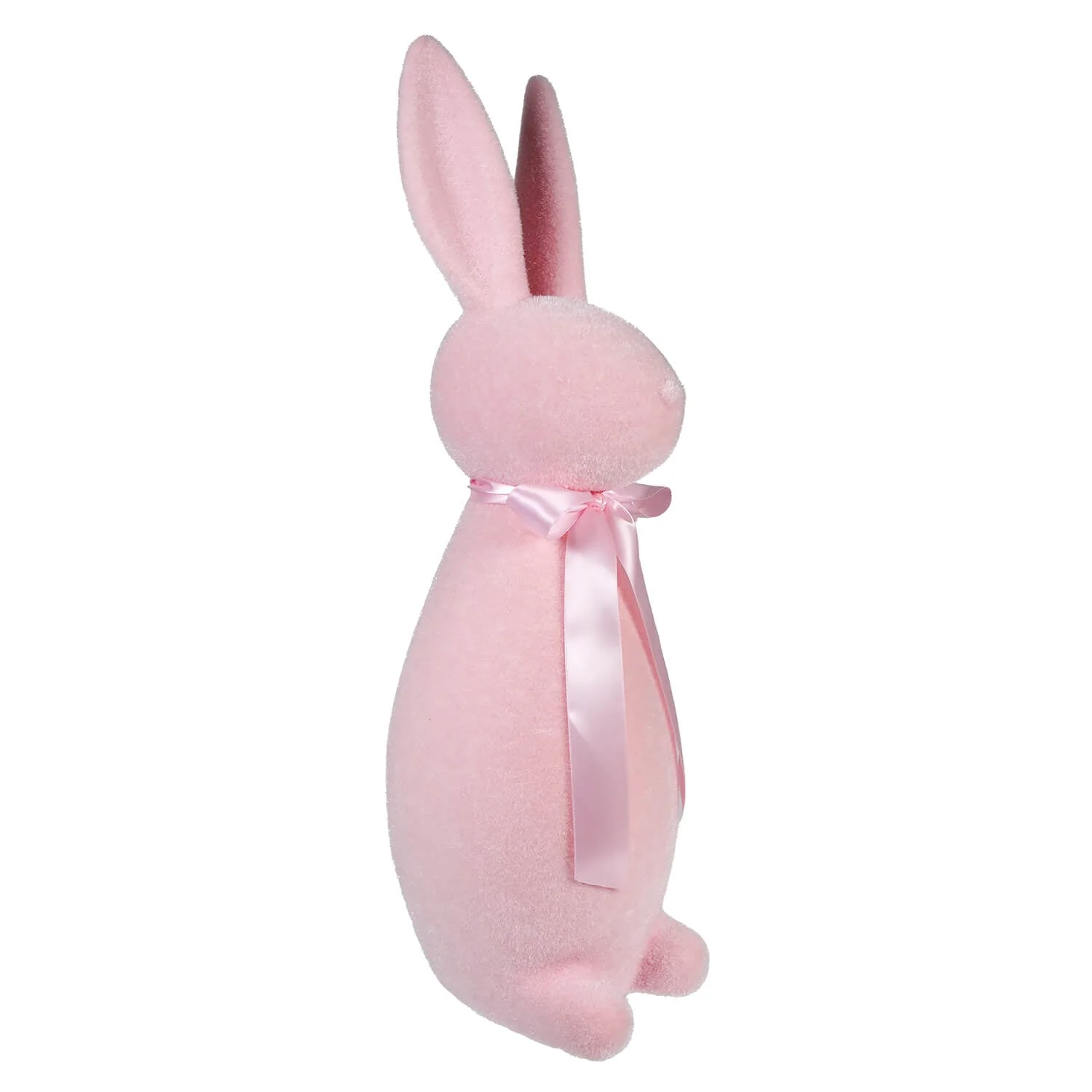 27.5" Large Pale Pink Flocked Bunny - Image 2