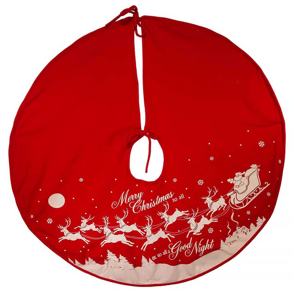 48" Reindeer & Santa Red Tree Skirt - Image 2