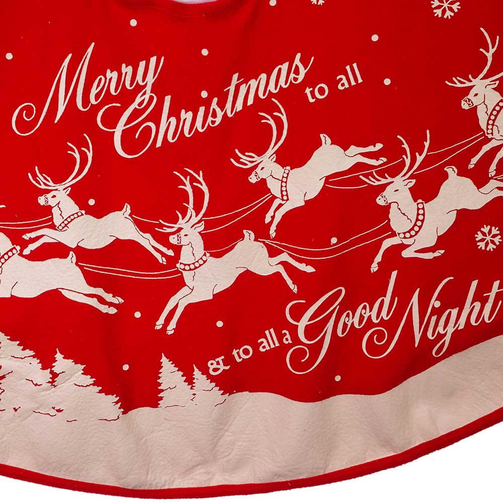 48" Reindeer & Santa Red Tree Skirt - Image 3