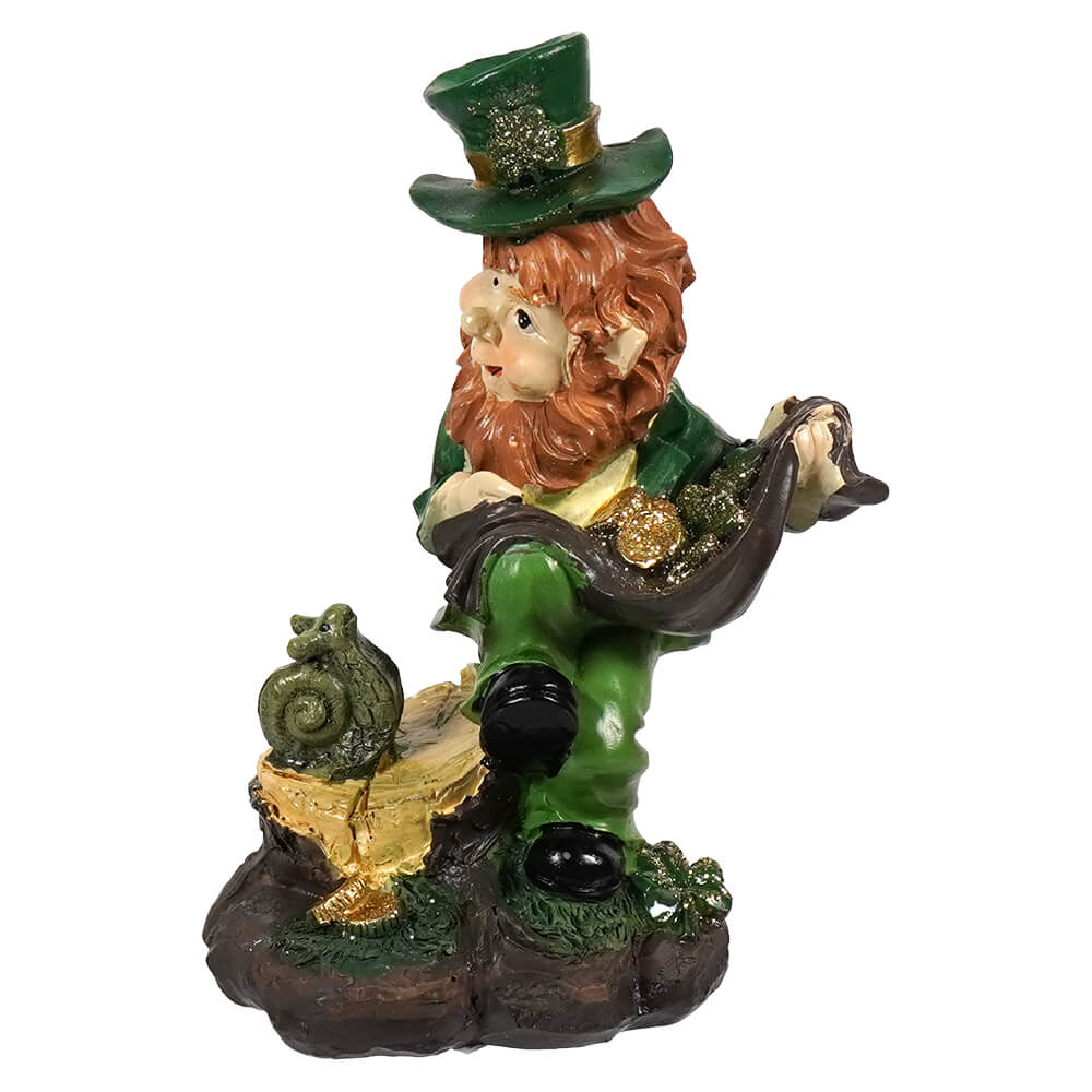 5.25" Resin Leprechaun Statue With Gold Accents - Image 2