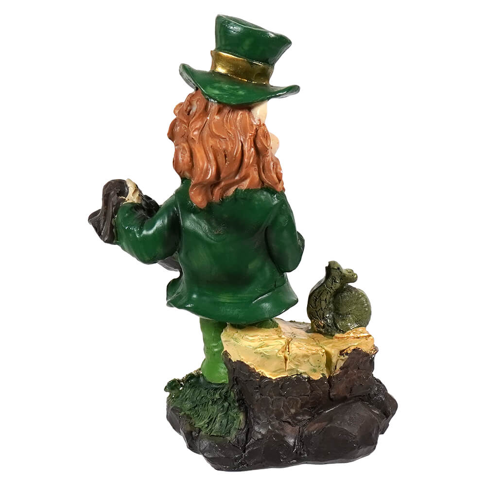 5.25" Resin Leprechaun Statue With Gold Accents - Image 3