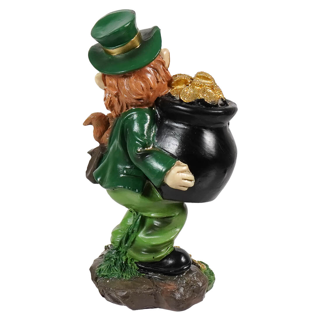 5" Resin Leprechaun Statue Carrying Pot Of Gold - Image 2