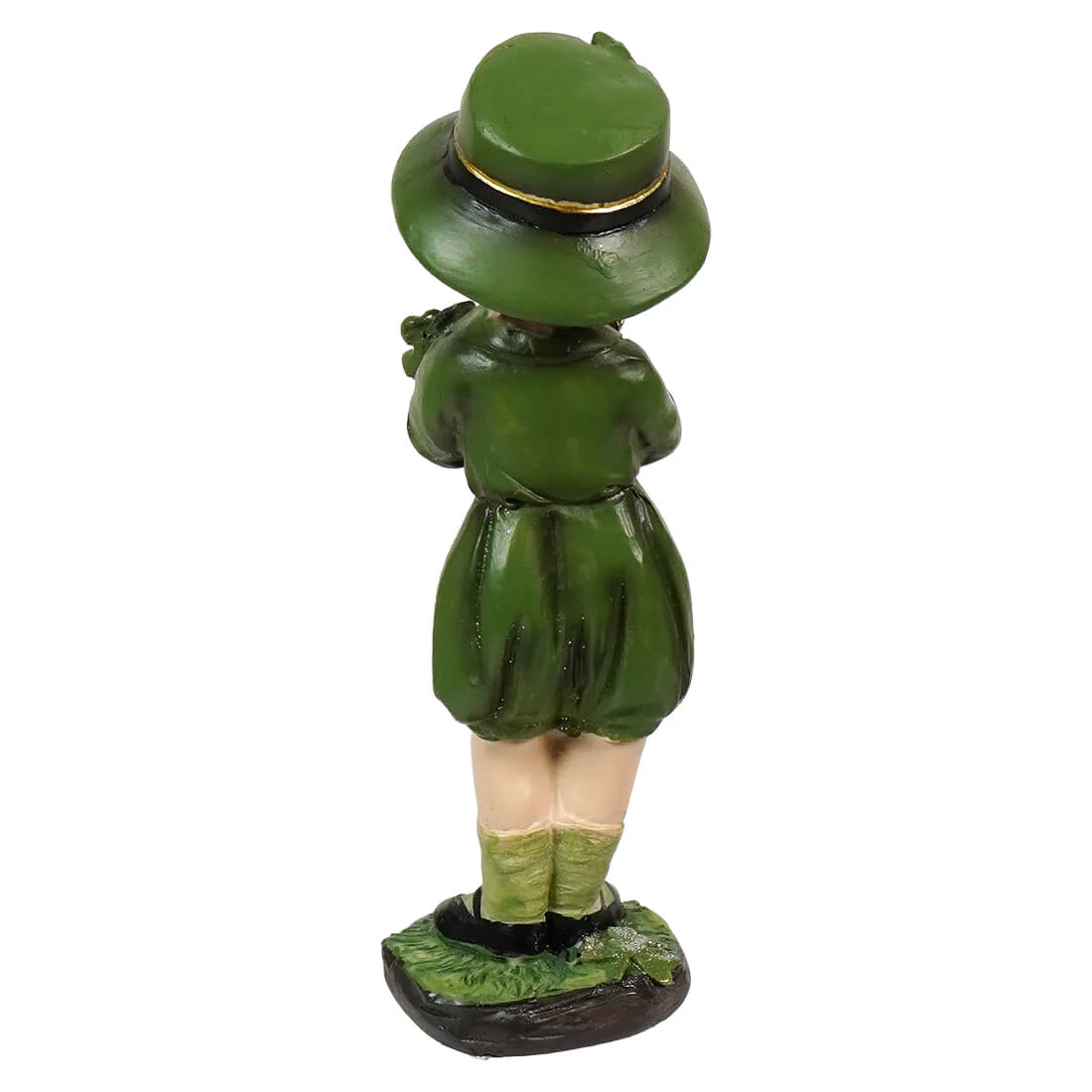 6" Resin Irish Boy Statue Clutching Clovers - Image 2
