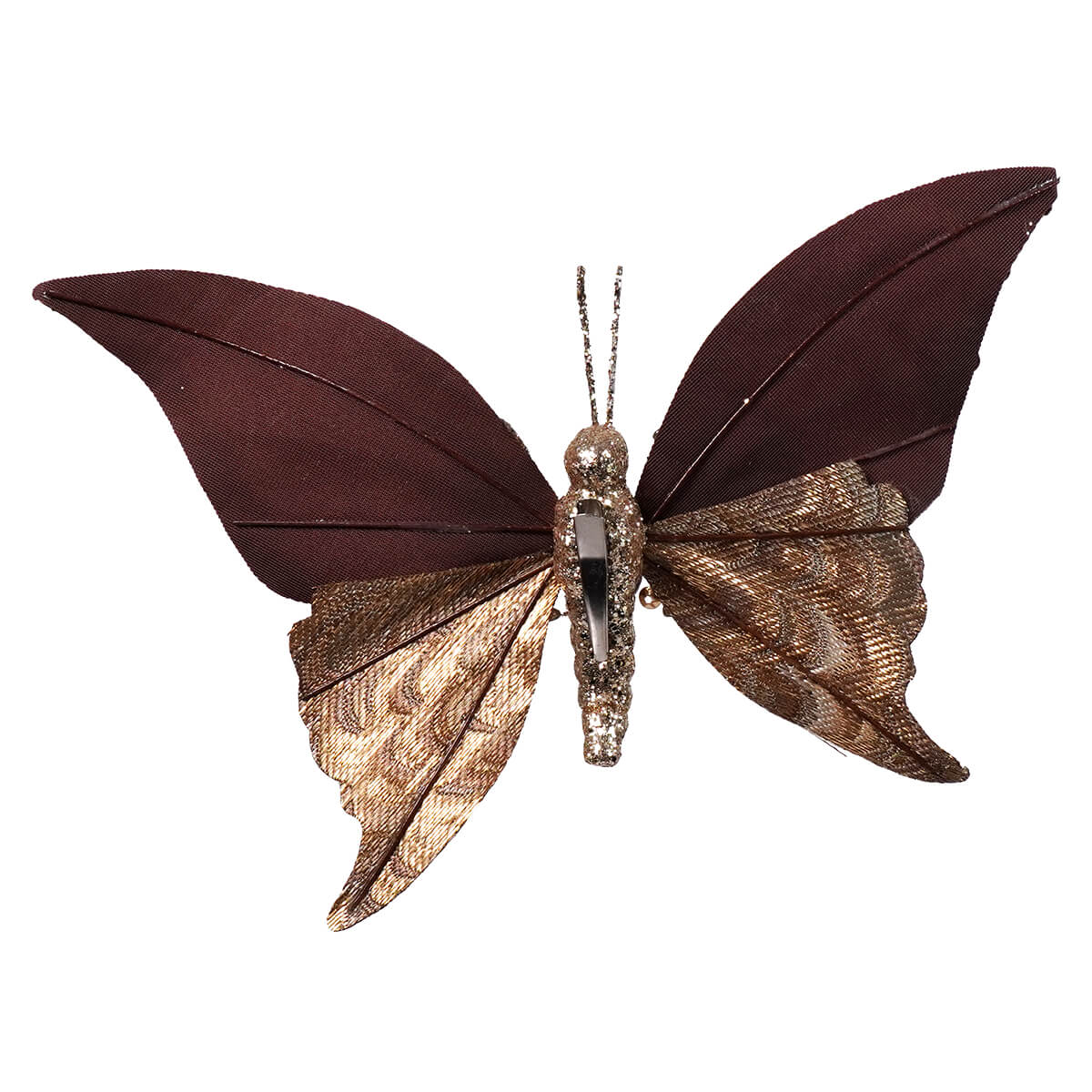 7.5" Fabric Butterfly Clip-On Ornament With Glitter & Sequin Finish - Image 2