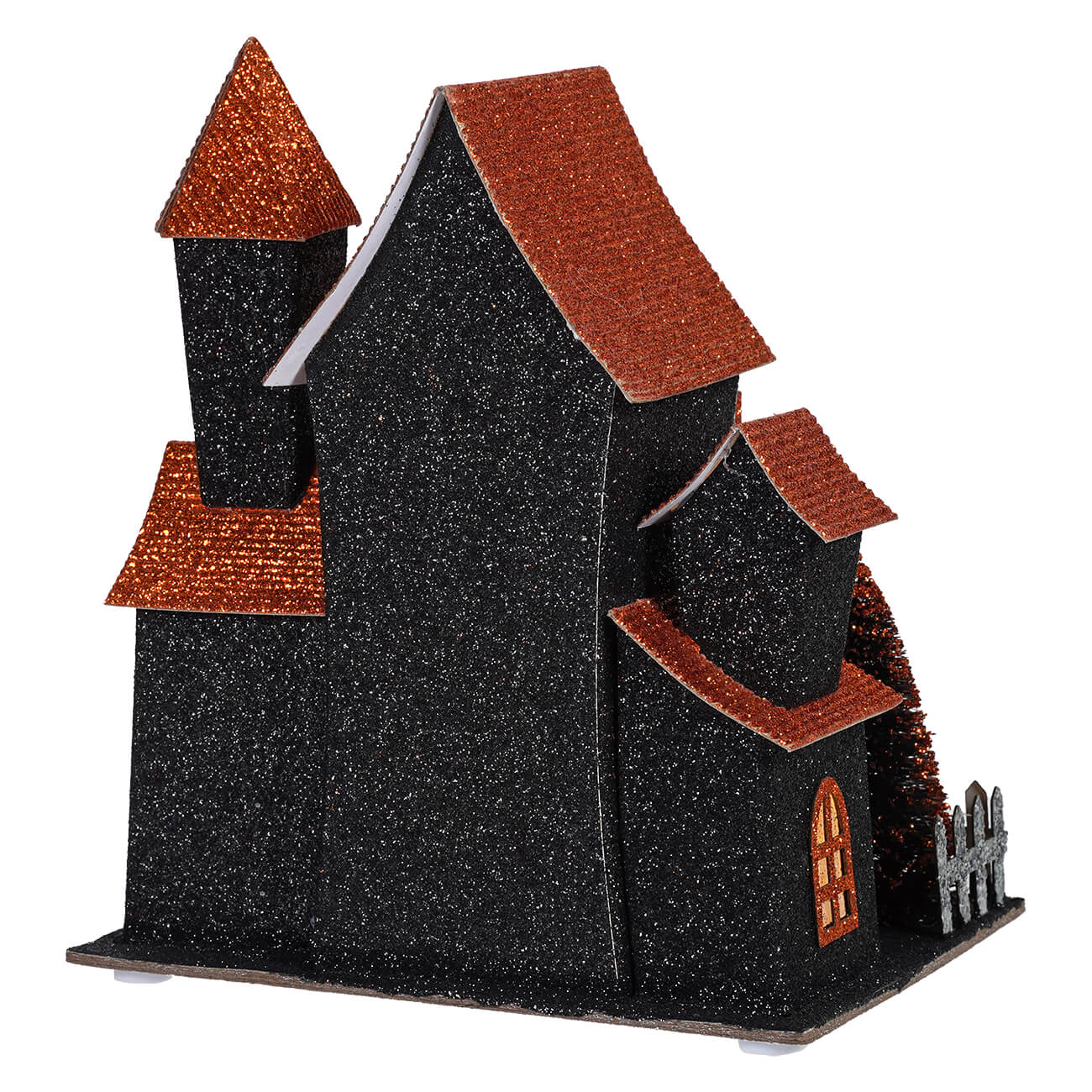 7.5" LED Lighted Black & Orange Halloween Haunted House - Image 3