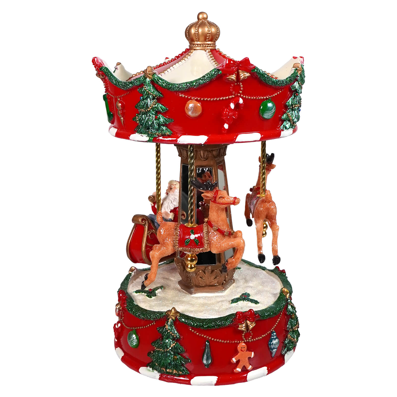 8.75" Animated Musical Santa's Sleigh Carousel - Image 2