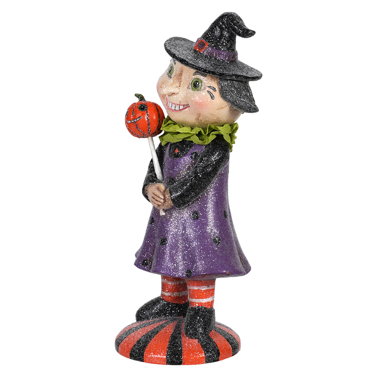 8" Resin Retro Witch Costume Trick-Or-Treater Figurine - Image 2