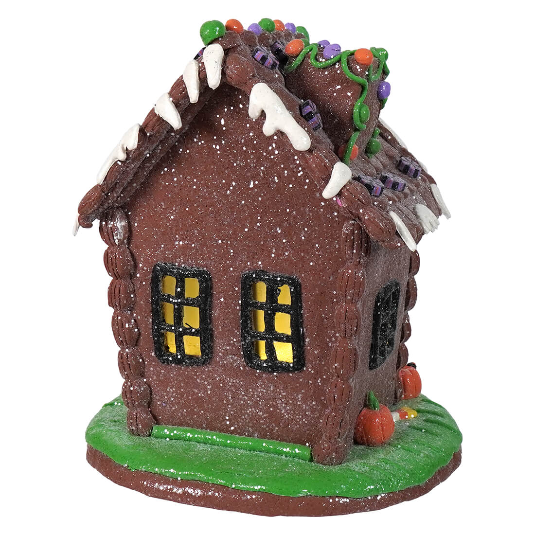 9.5" Lighted Halloween Gingerbread House - Image 3