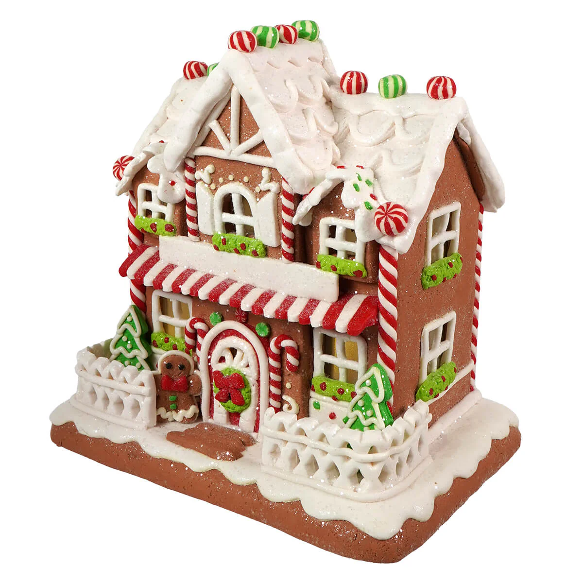 9" LED Lighted Two Floor Gingerbread House Table Piece - Image 2