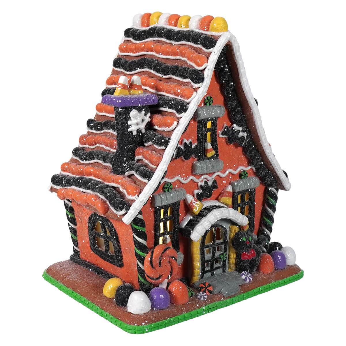 9" Lighted Halloween Gingerbread House - Image 2