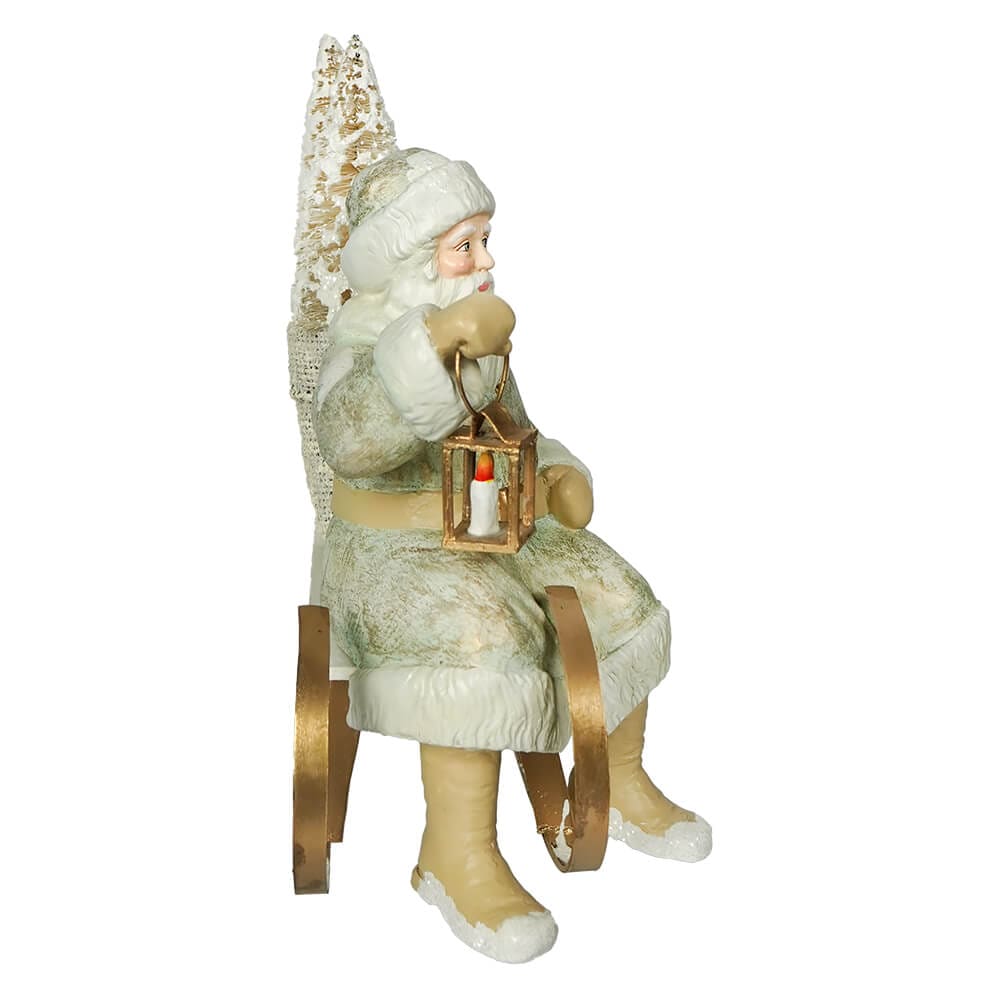 Aqua and Gold Santa on Sled - Image 3
