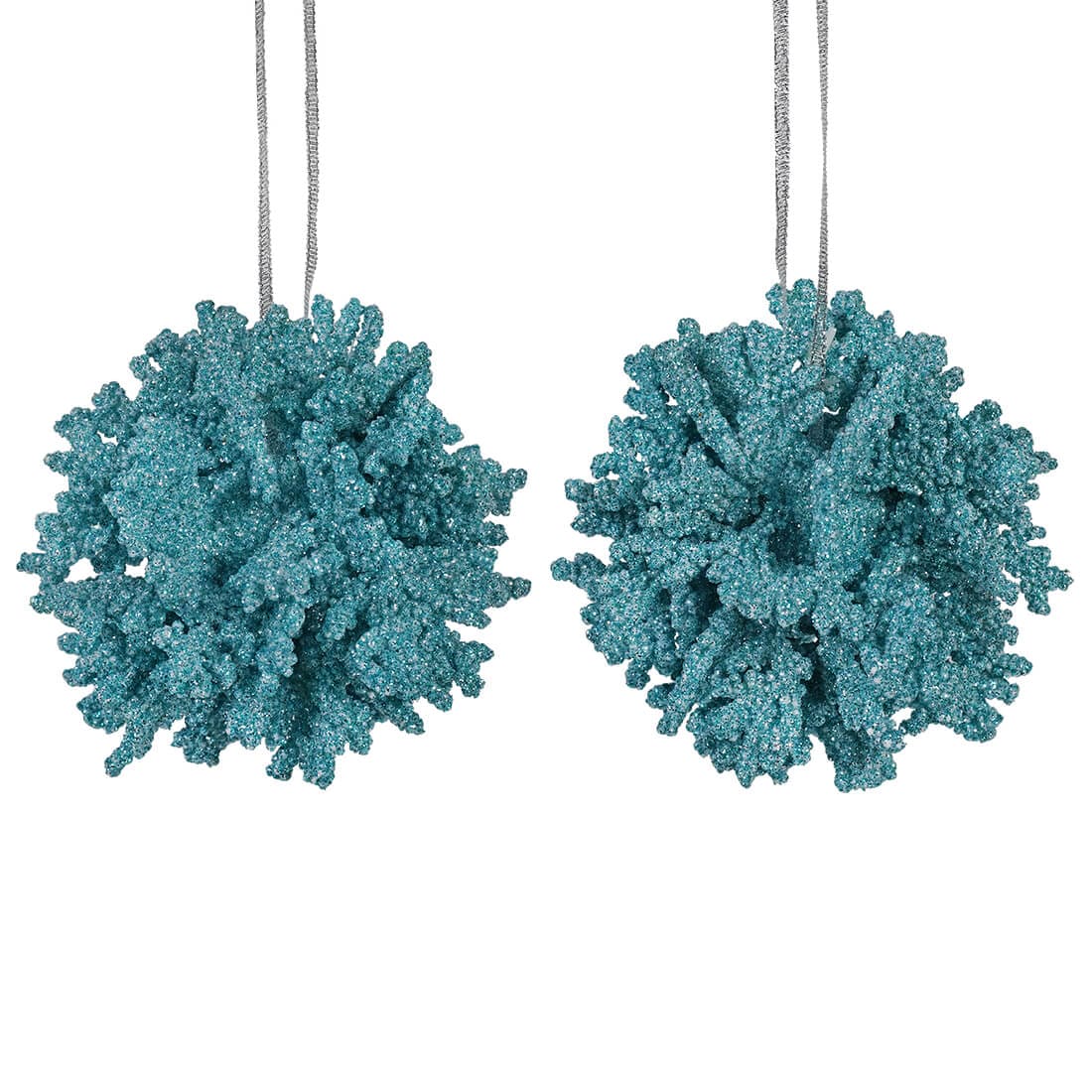 Aqua Coral Ball Ornaments Set/2