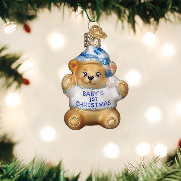 Baby Boy's First Teddy Bear Ornament - Image 2