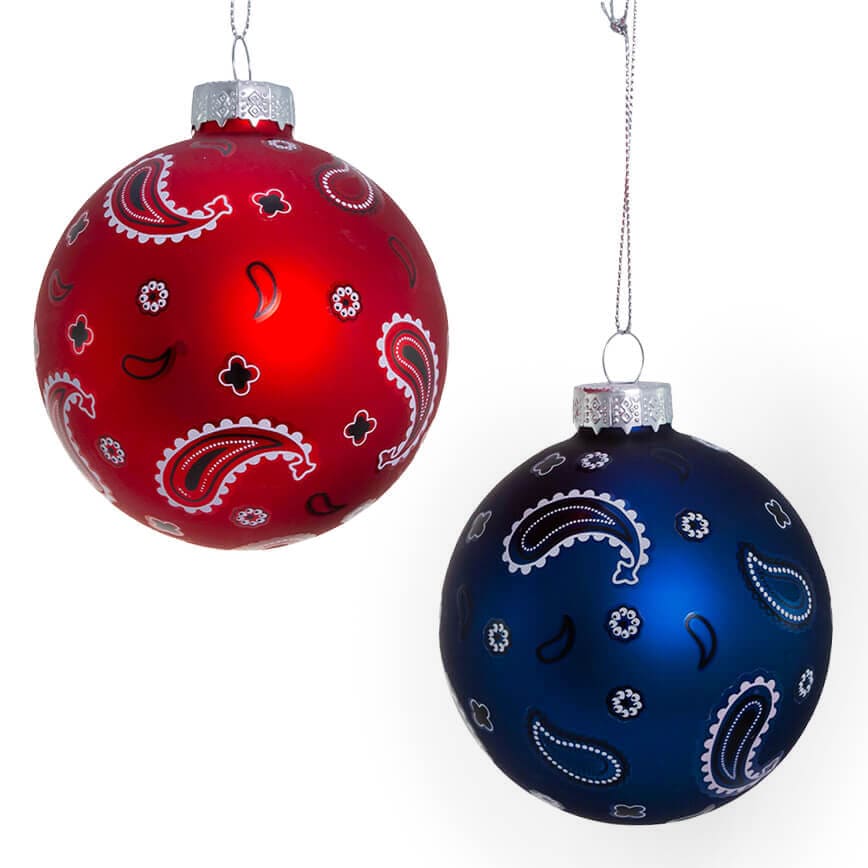 Bandana Style Glass Ball Ornaments Set/6 - Image 2