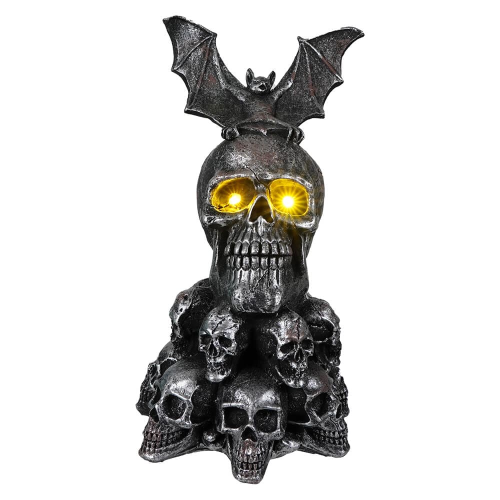 Bat On Skulls LED Lighted Table Piece
