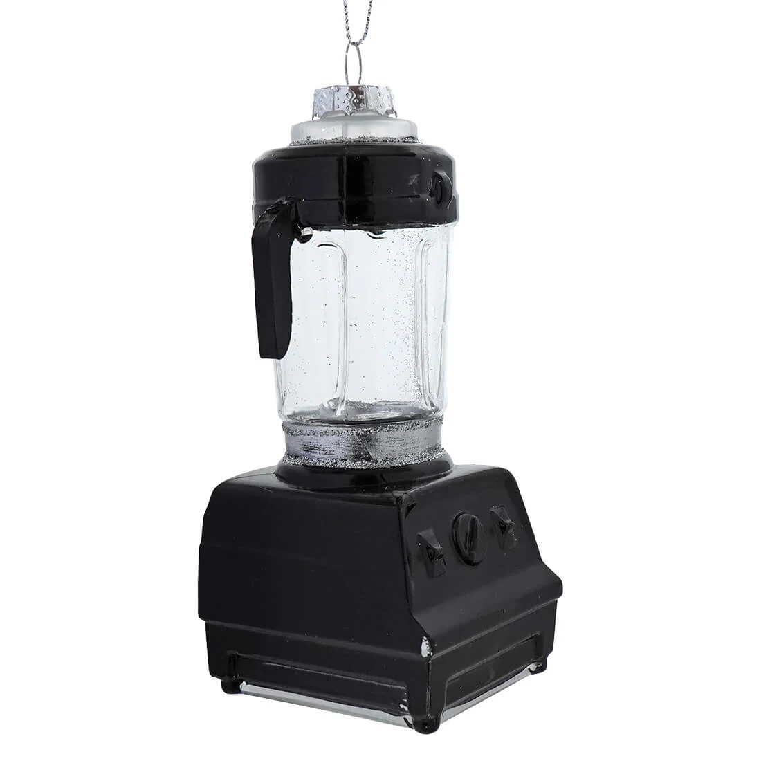 Black Blender Glass Ornament With Silver Glitter Finish - Image 2
