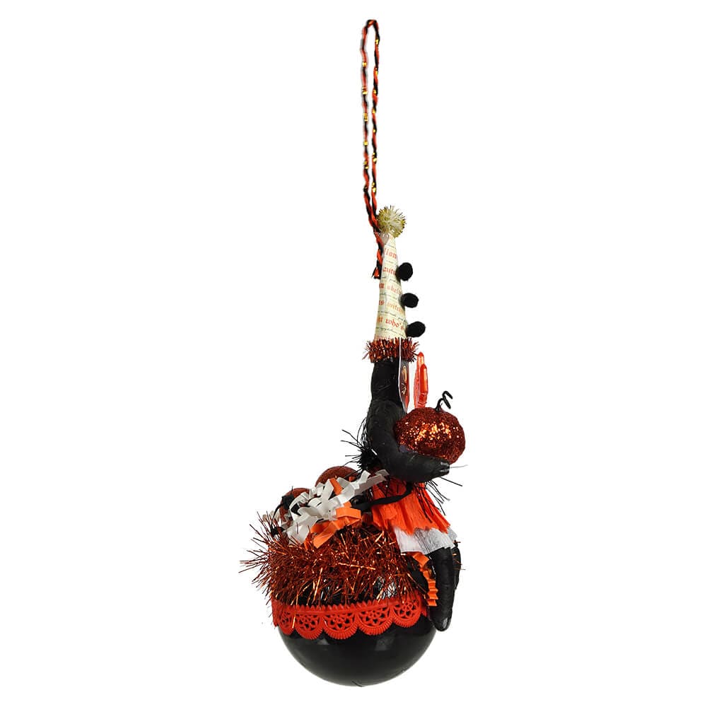 Black Cat Girl on Black Ball Ornament - Image 2