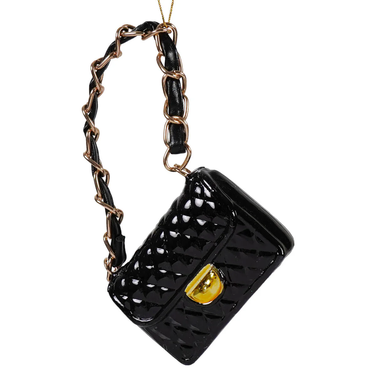 Black Handbag Glass Ornament