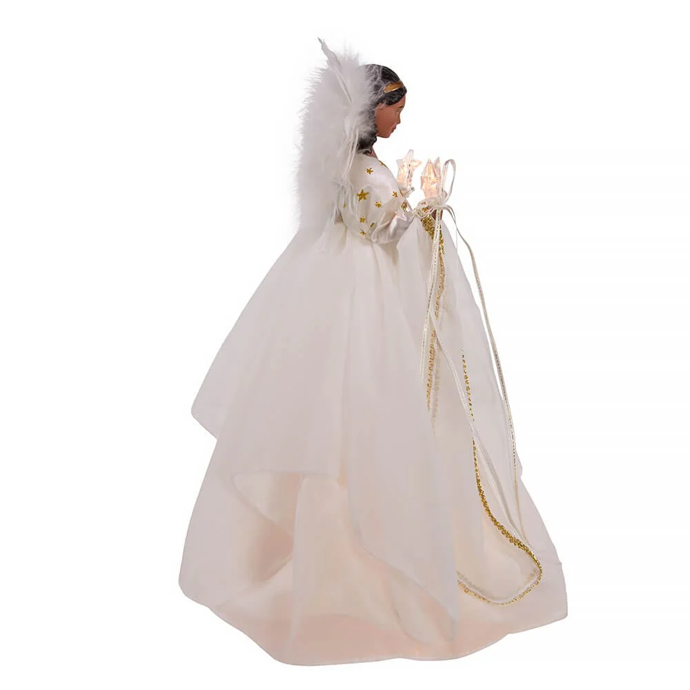 Black Angel in Ivory & Gold Lighted Treetopper - Image 3