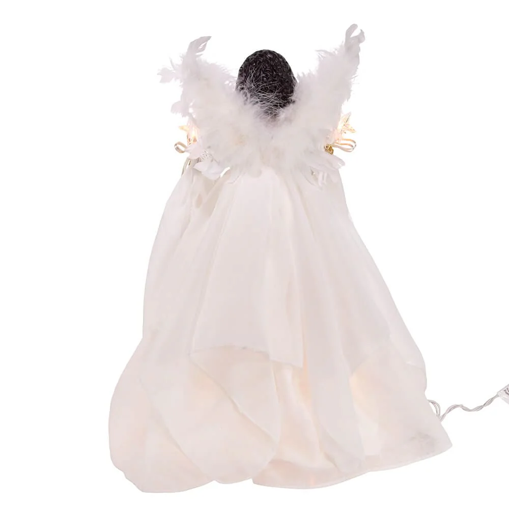 Black Angel in Ivory & Gold Lighted Treetopper - Image 4