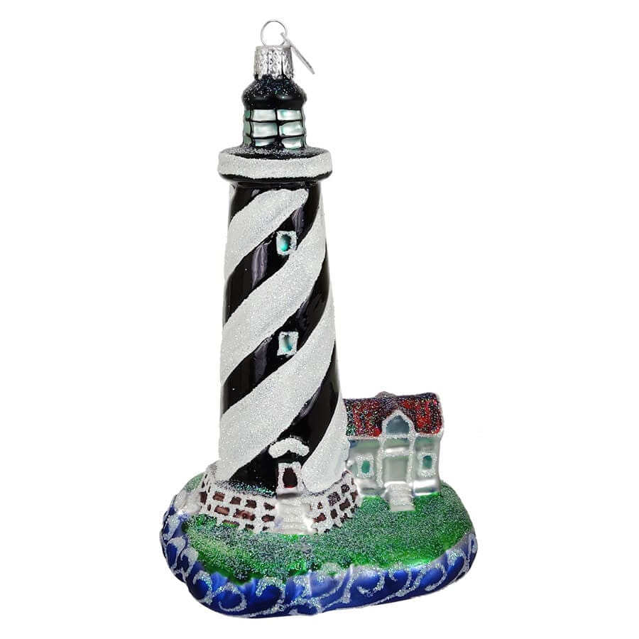 Noble Gems™ Black & White Glass Lighthouse Ornament