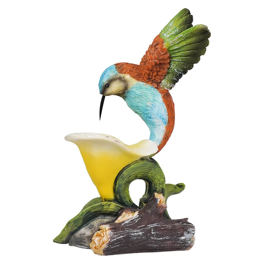Blue, Green & Orange Hummingbird Feeding On Yellow Flower Figure - Image 2