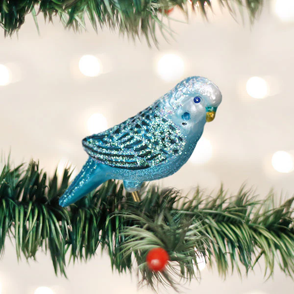 Blue Miniature Parakeet Clip-On Ornament