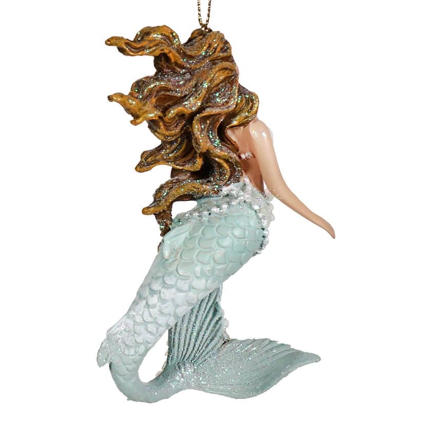 Light Blue Mermaid Holding Shell Ornament - Image 2