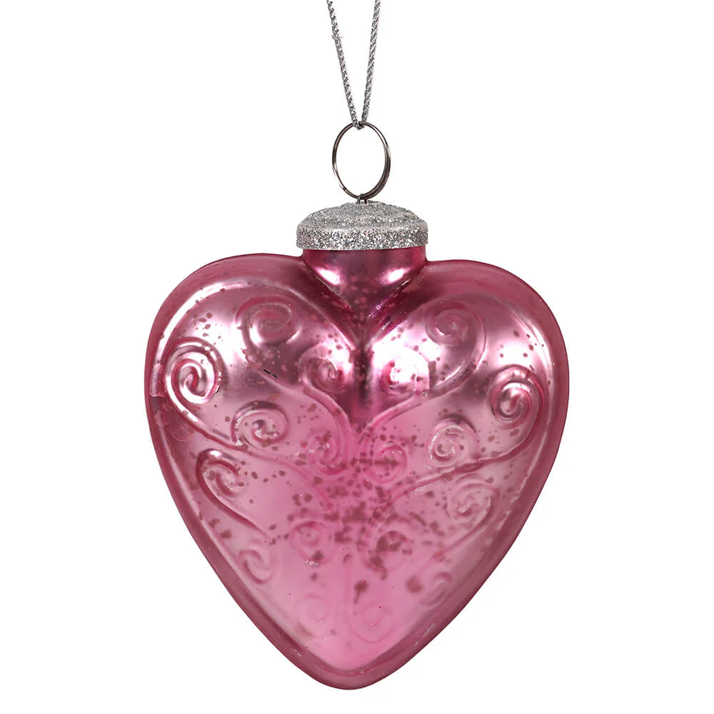 Blush Glass Heart Shaped Ornament
