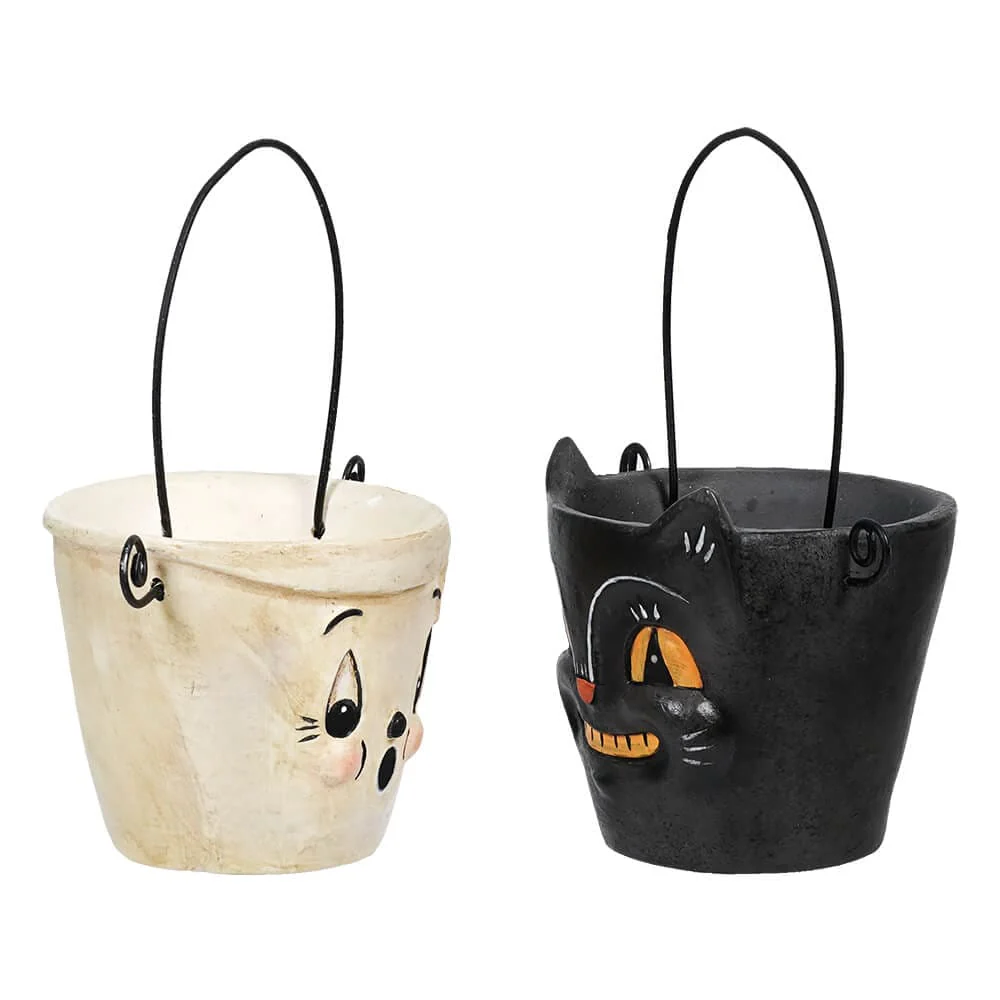 Boo & Cat Teeny Halloweenie Pail Ornaments Set/2 - Image 3