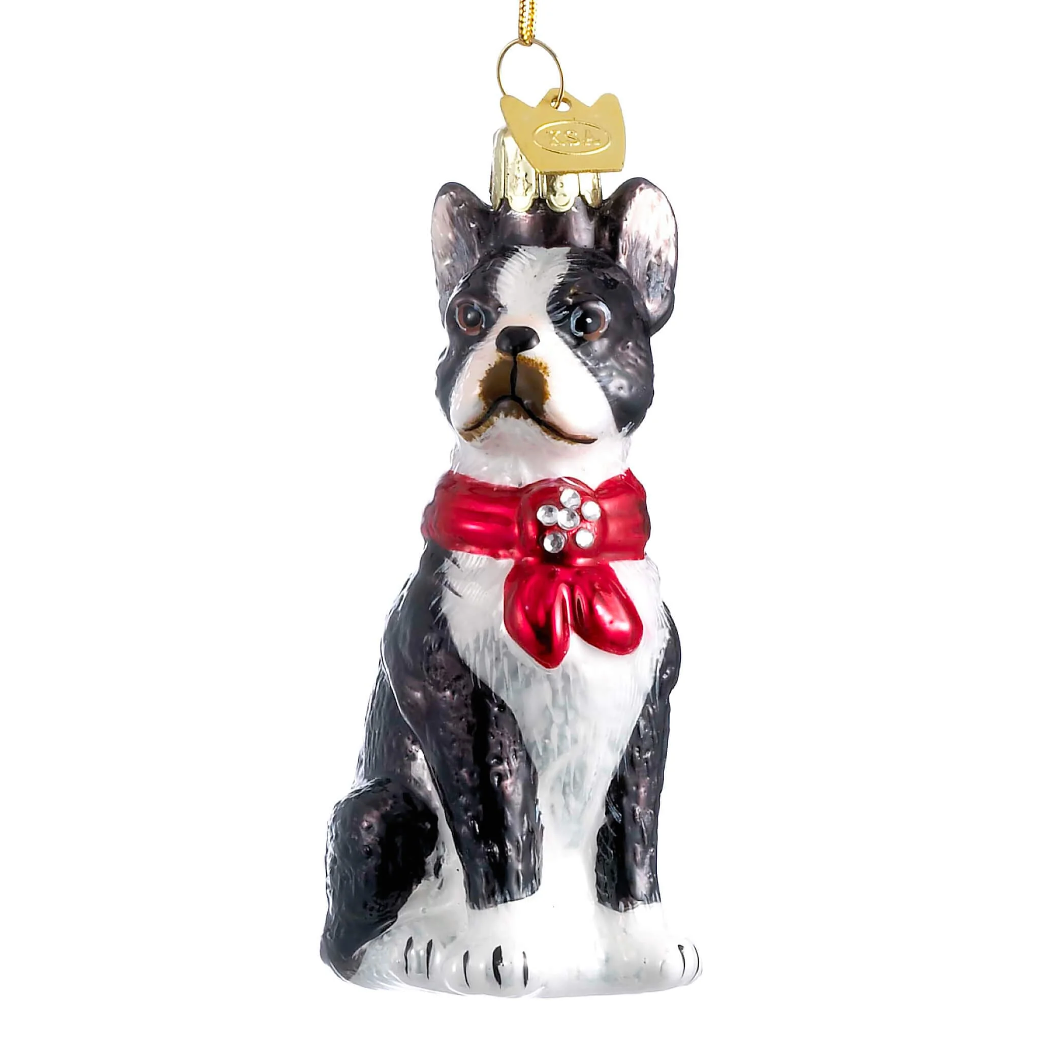 Boston Terrier Glass Ornament