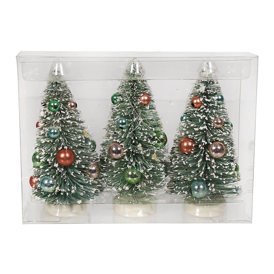 Box Of Bright Frosted Bottle Brush Trees Set/3 - Image 2