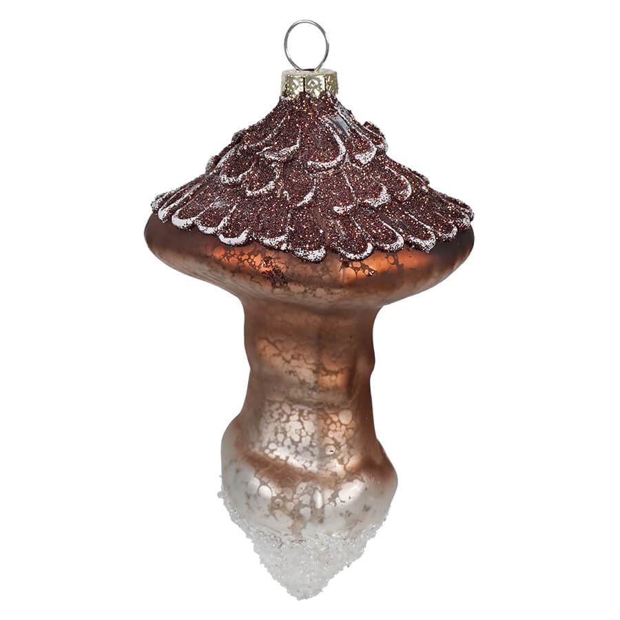 Brown Top Mercury Glass Mushroom Ornament